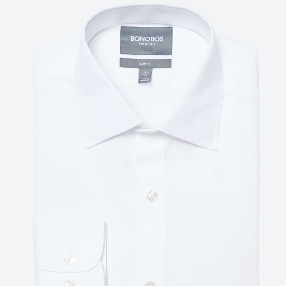 Bonobos Wrinkle Free White Dress shirt 15/32 slim